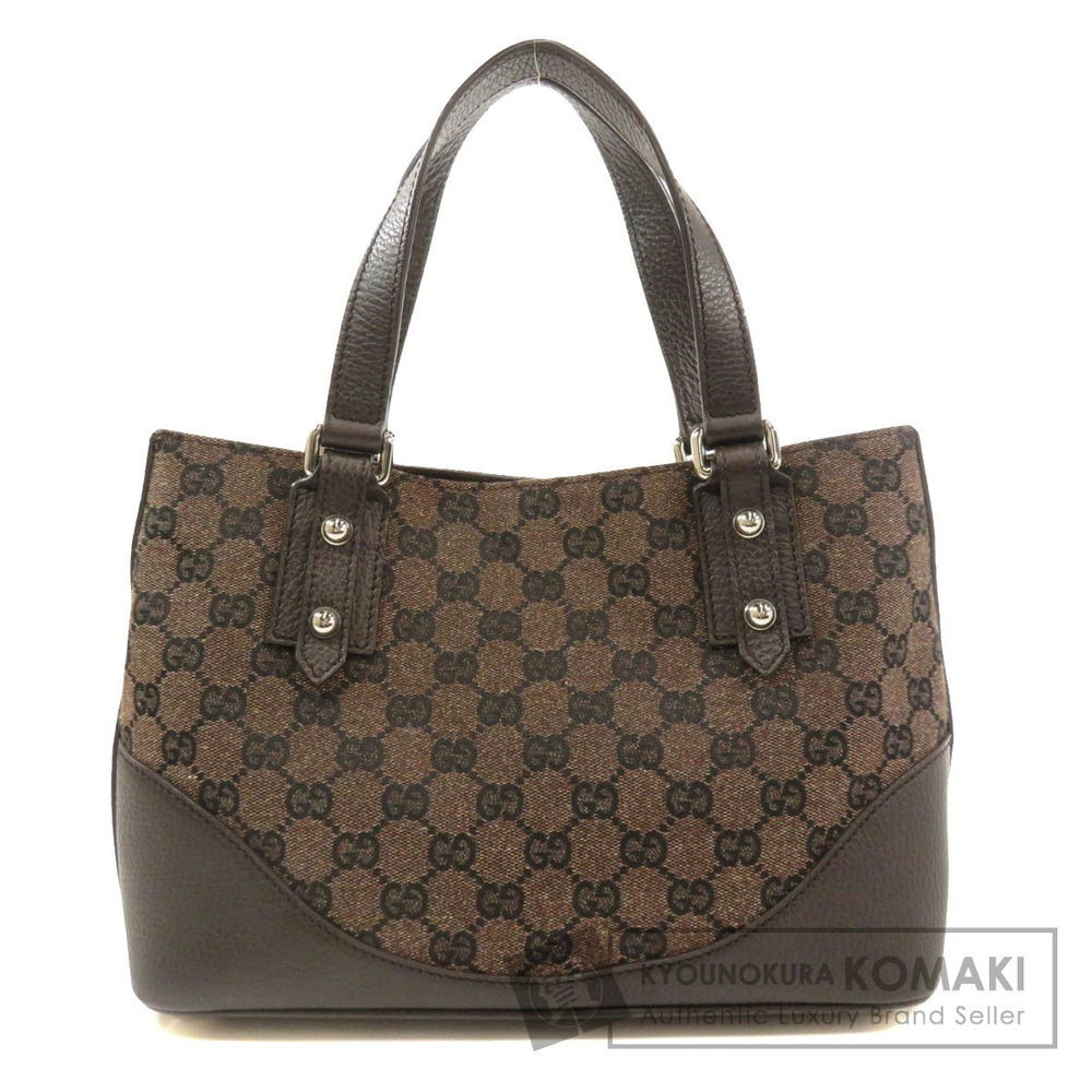 Gucci GG canvas leather tote handbag Brown